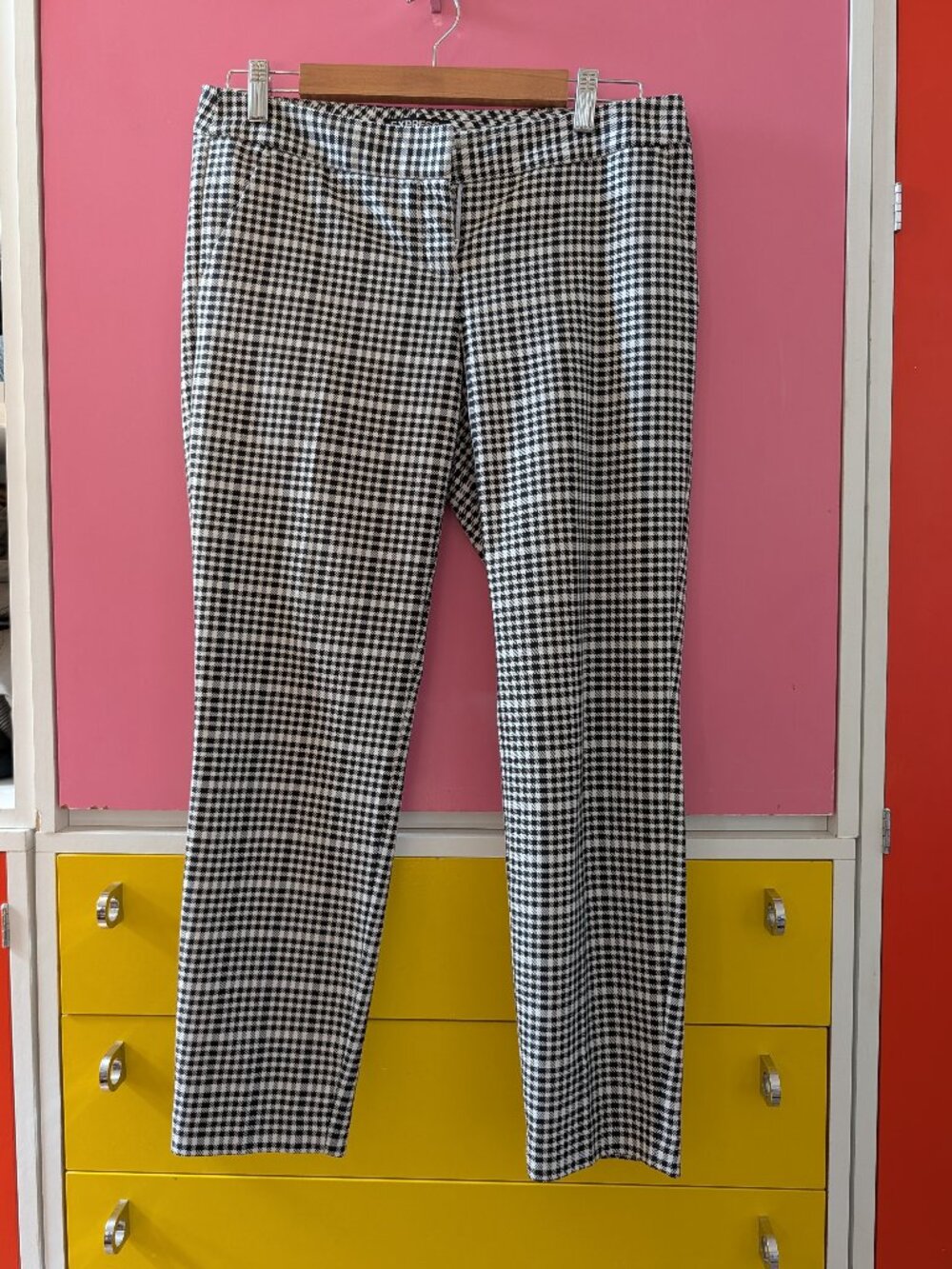 Express Columnist Houndstooth Black White Slim Ankle Pants Size 6R
